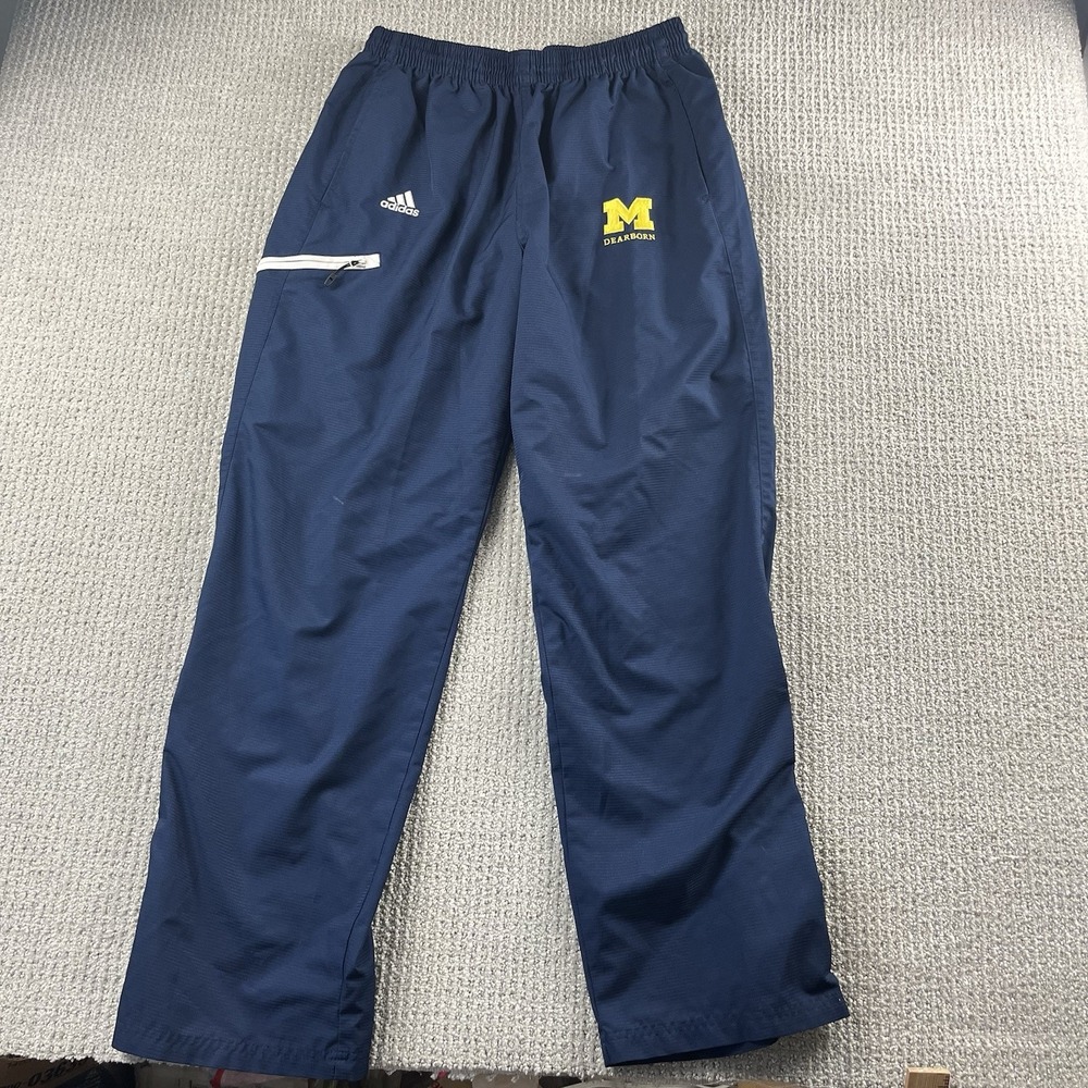Adidas Michigan Wolverines Track Pants Blue NCAA Football Warm Up Dearborn Large